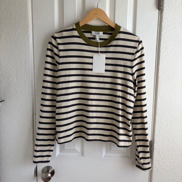 NWT COS The Clean-Cut Stripe Long Sleeve Cotton T-Shirt - Picture 2 of 6